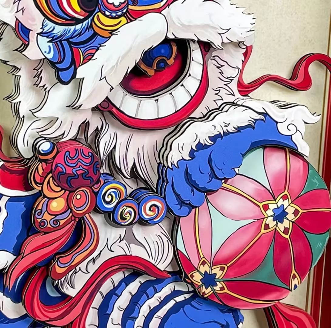 Chinese Lion Dance Wall Art