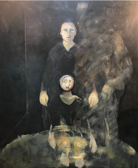 Guardians of Silence – Acrylic Painting on Wood Panel by Salwa Rashad