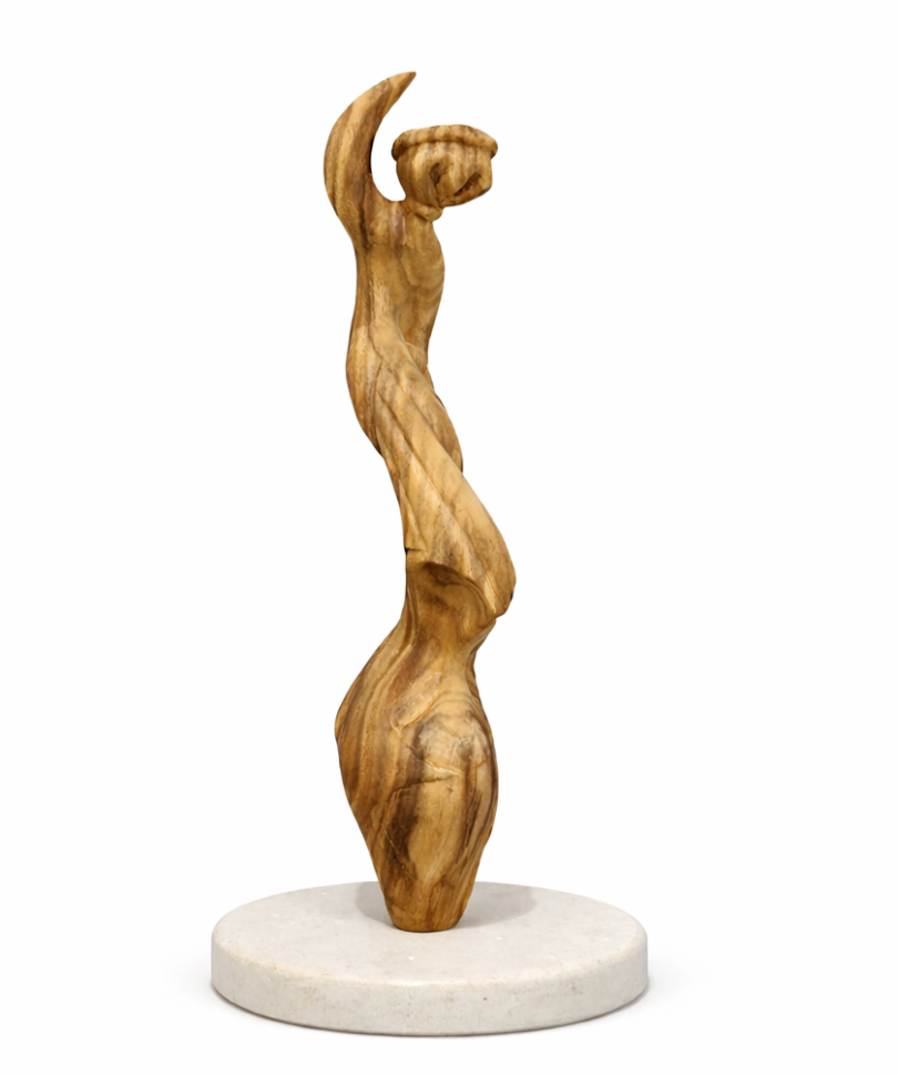 Salam – Wood & Marble Sculpture by Nadine Nasr
