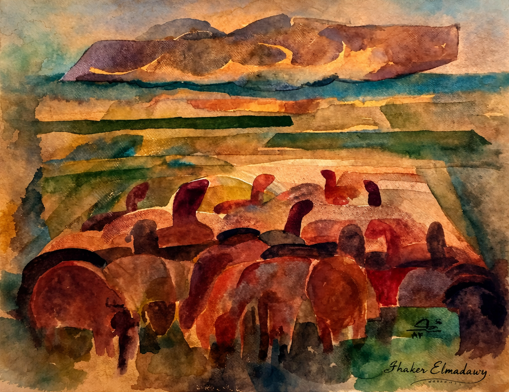 Abstract Desert Vista in Watercolor
