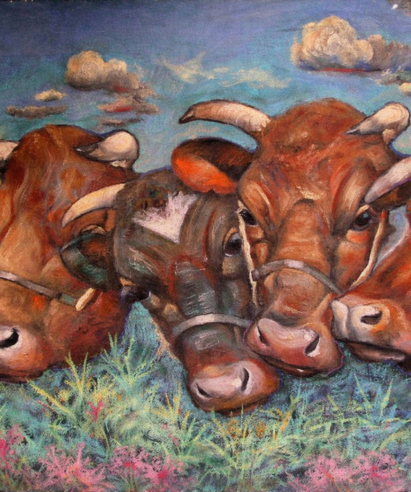 Cows at Twilight in a Meadow