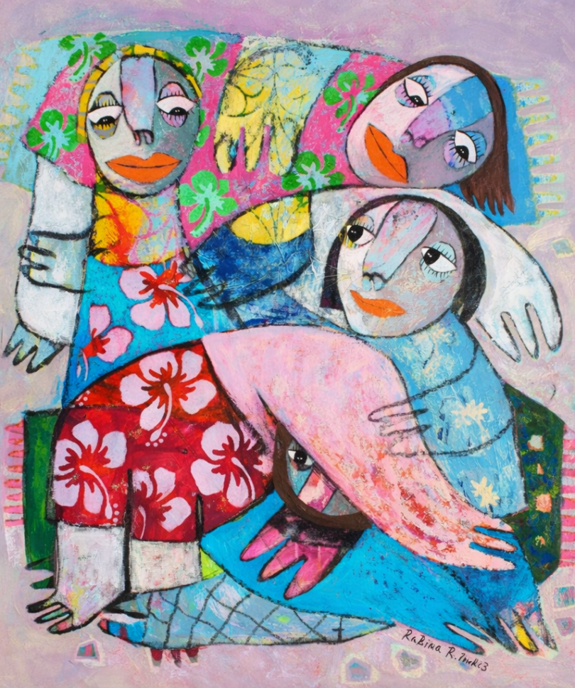 Abstract Figures in Pastel Embrace