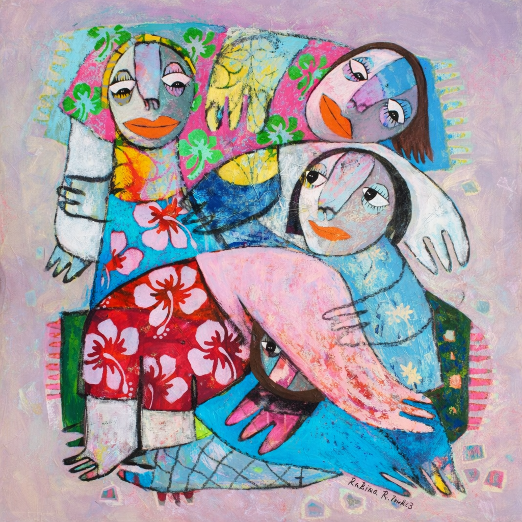 Abstract Figures in Pastel Embrace